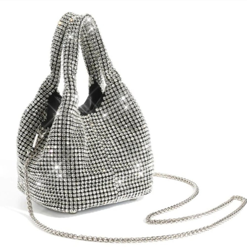 NWT Sparkling Bling SwarovskI Crystal Rhinestone Bucket Bag Shoulder Pur… - Picture 14 of 17